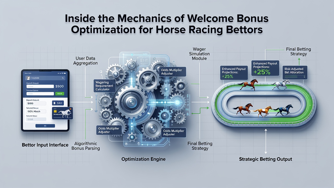 Illustratie van data-analyse en weddenschapsstrategieën voor paardenrennen